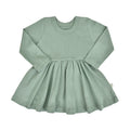 long sleeve twirl dress | Basil Green by Finn + Emma