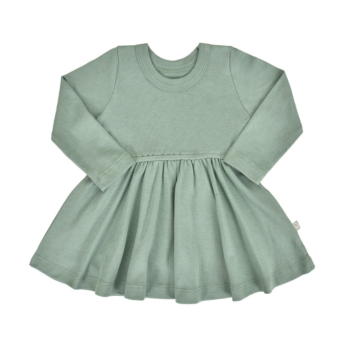 long sleeve twirl dress | Basil Green by Finn + Emma