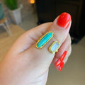 Deco Twin Stone Ring - Turquoise/Pearl by Christina Greene