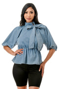 The Denim Bow Blouse by The House of Stylez