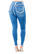 Denim Distressed Trimmed Skinny Jeans by The House of Stylez