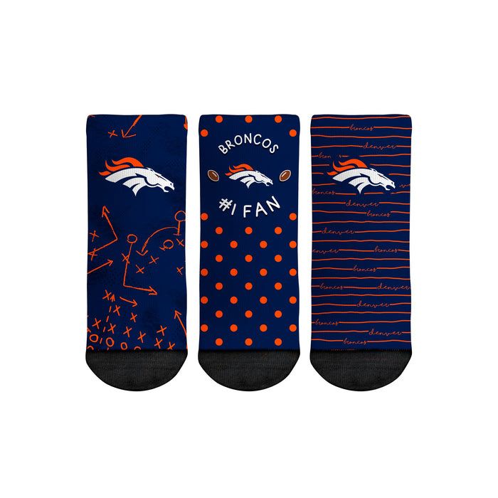 Denver Broncos - Number 1 Fan 3-Pack (Toddler) by Rock 'Em Socks