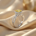 2.25Cttw Elongated Cushion Shaped Yellow Lab Grown Diamond (F/VS) Engagement Ring 14K Gold by Fine Color Jewels