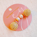 Disco Ball With Pearl Back Earrings