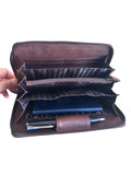 Cambridge Full-Grain Leather Double-Zip Travel Organizer Wallet by MiamiLeathers.com