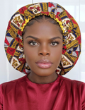 Duma Mbili 2XL Kente Silk Lined African Print Bonnet by Duma Mbili LLC