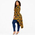 Duma Mbili Kente African Print High Low Button up Shirt by Duma Mbili LLC