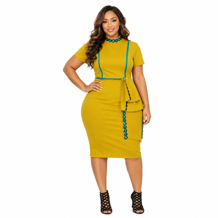 Duma Mbili Pattern Sequins Pencil Dress by Duma Mbili LLC