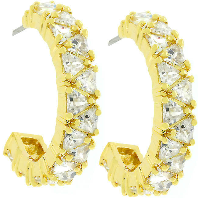 Trillion Cut Cubic Zirconia Hoop Earrings by Avera Group