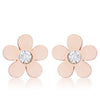 Avera Daisy 0.3ct CZ Stainless Steel Flower Stud Earrings