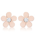Avera Daisy 0.3ct CZ Stainless Steel Flower Stud Earrings by Avera Group