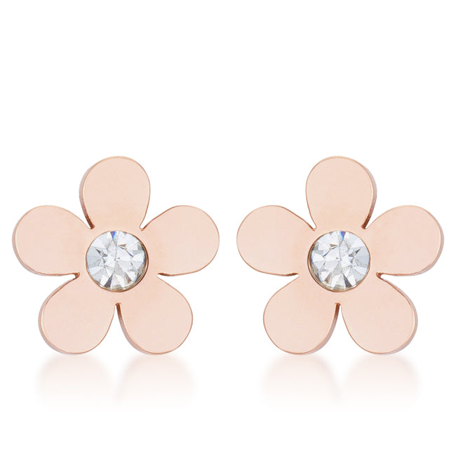 Avera Daisy 0.3ct CZ Stainless Steel Flower Stud Earrings by Avera Group