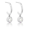 Avera 7mm Cz Plated Drop Hooplet Earrings in Silver