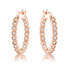 Avera Dotted CZ Round Bezel Hoop Earrings in Pink