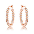 Avera Dotted CZ Round Bezel Hoop Earrings in Pink by Avera Group