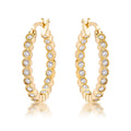 Avera Dotted CZ Round Bezel Hoop Earrings in Pink by Avera Group