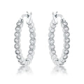 Avera Dotted CZ Round Bezel Hoop Earrings in Pink by Avera Group