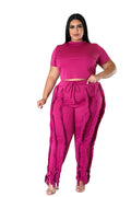 Curvy Short Sleeve Top Matching Tassel Pants by The House of Stylez