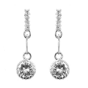 Avera Cubic Zirconia Dangle Earrings in Polished Silver by Avera Group