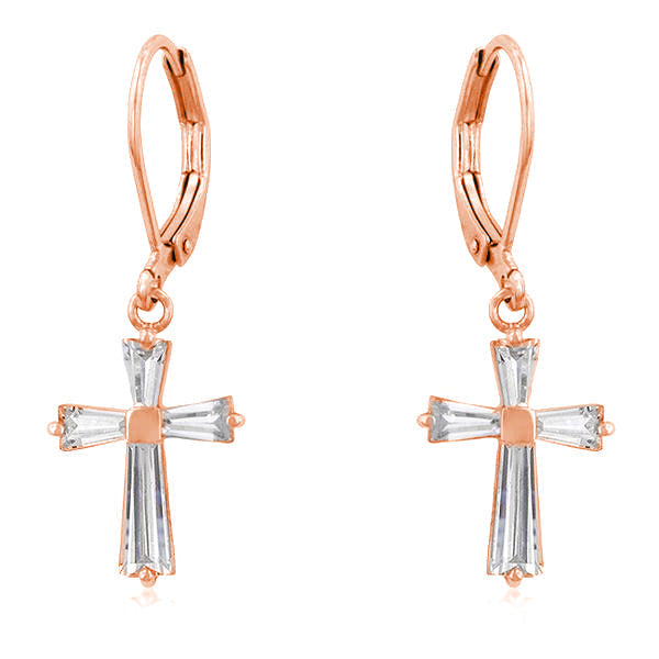 CZ Cross Drop Earrings by Avera Group