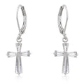 CZ Cross Drop Earrings by Avera Group