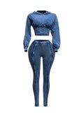 Mineral Washed Hood Top & Leggings Set by The House of Stylez