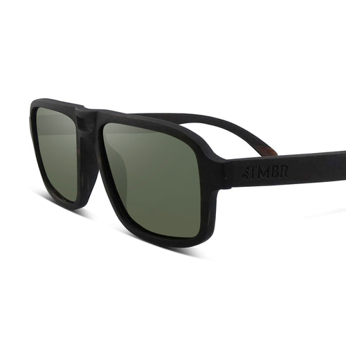 Flyer | Black w/ Green | Wooden Sunglasses by TMBR