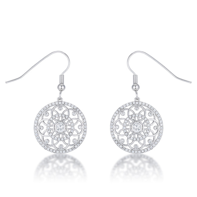 Avera .95 Ct Interlocking Circle and Cubic Zirconia Earrings by Avera Group