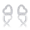 Avera Melded Hearts and Cubic Zirconia Stud Earrings