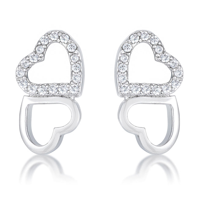 Avera Melded Hearts and Cubic Zirconia Stud Earrings by Avera Group