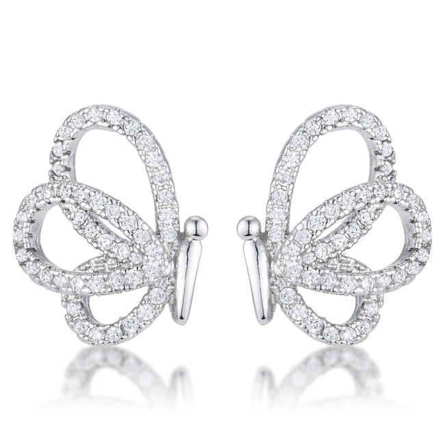 Avera .45 Ct Cubic Zirconia Butterfly Stud Earrings by Avera Group