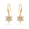 Avera Dainty Snowflake Drop Earrings in Polished Gold