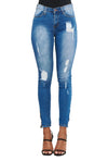 {E750} Skinny Distressed  Jeans w/ ankle zipper