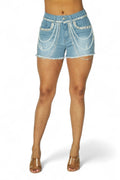 Trixxie Rhinestone & Pearl Denim Shorts by The House of Stylez