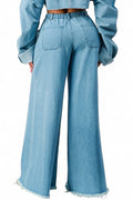 Wide Leg Denim Pants- Denim by The House of Stylez