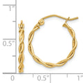 14k Yellow Gold Twisted Hoop Earrings by Fine Color Jewels