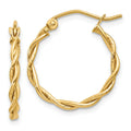 14k Yellow Gold Twisted Hoop Earrings by Fine Color Jewels