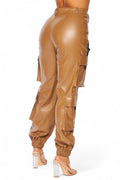 It's My Year Vegan Leather Cargo Jogger Pants by The House of Stylez