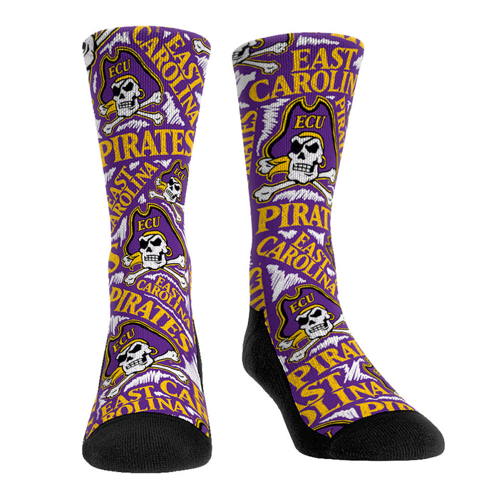 ECU Pirates - Logo Sketch Purple by Rock 'Em Socks