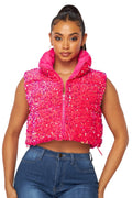 Sequin Velvet Puffer Vest by The House of Stylez