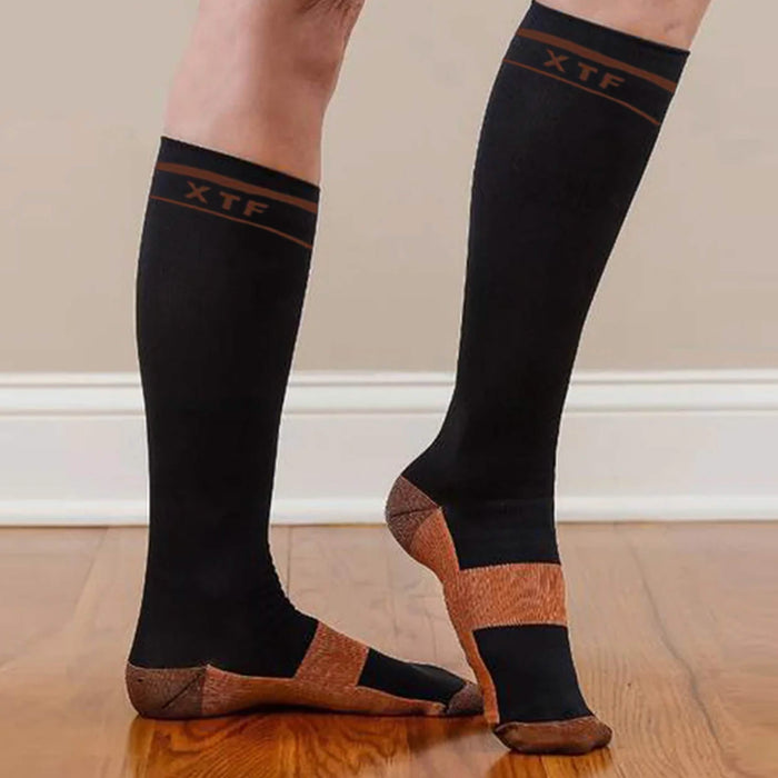 6-Pairs: Unisex Copper-Infused Knee High Compression Socks by DailySale