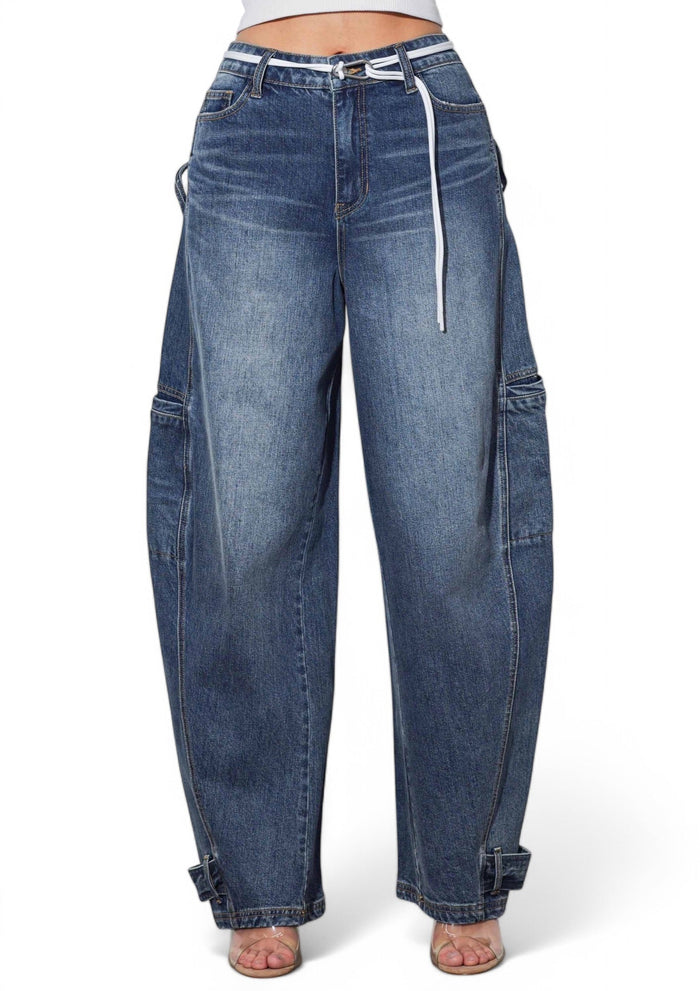 Barrel Baggy Jeans with Draw String by The House of Stylez