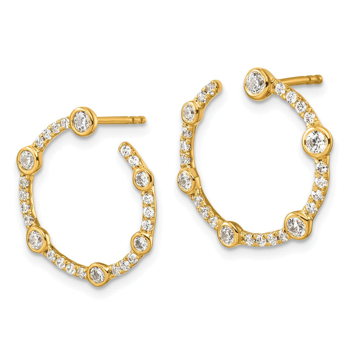 14k White Gold Lab Grown Diamond Front Hoop Earrings by Fine Color Jewels
