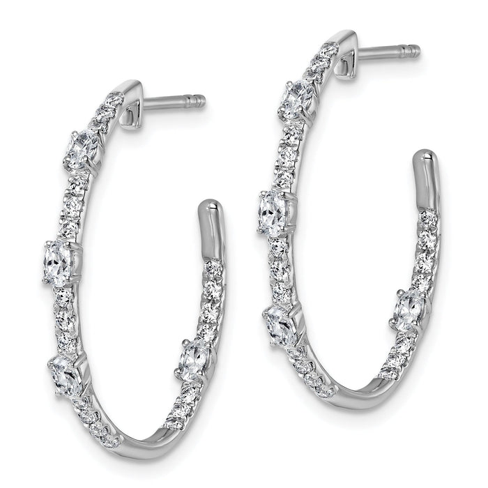 14K White Gold Lab Diamond J Hoop Earrings by Fine Color Jewels