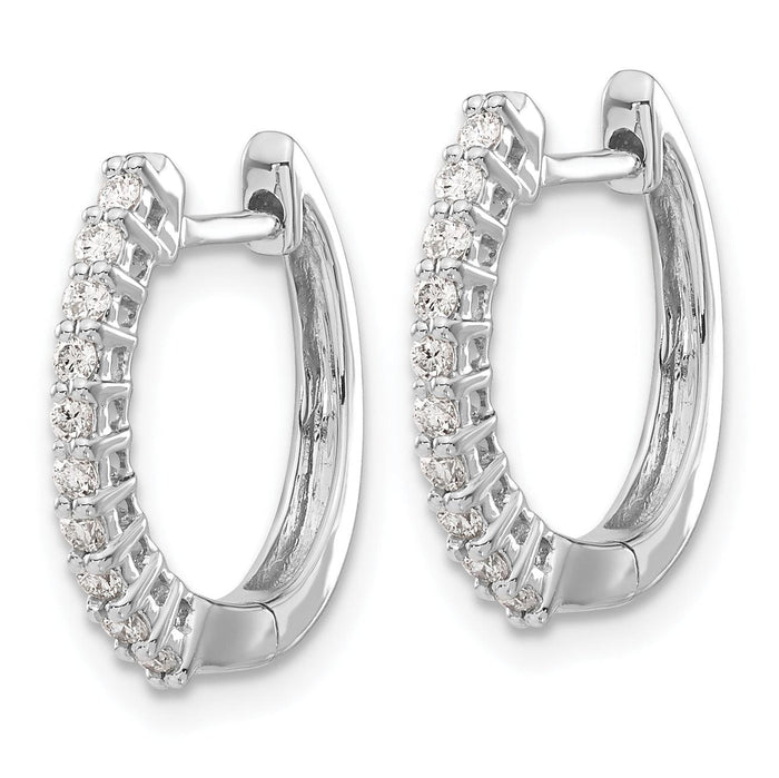 14K White Gold Lab Grown Diamond Hinged Hoop Earrings by Fine Color Jewels