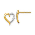 14k Yellow Gold Lab Grown Diamond Open Heart Stud Earrings by Fine Color Jewels