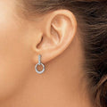 14K White Gold Lab Grown Diamond Dangle Earrings by Fine Color Jewels