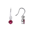 Lab Grown Ruby Round Dangle Drop Earrings by Fine Color Jewels