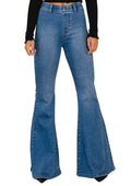 Elastic Waist Flare Denim Jeans (33.5" inseam) by The House of Stylez