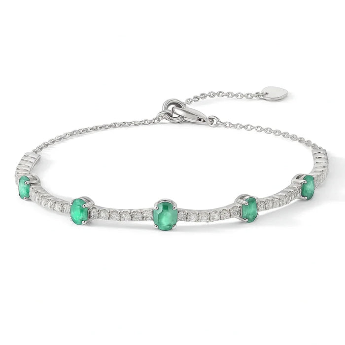 Emerald Adjustable Bracelet by Fine Color Jewels
